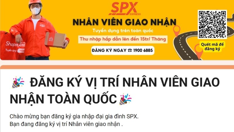 Form đăng ký làm Shipper Shopee Express (SPX)