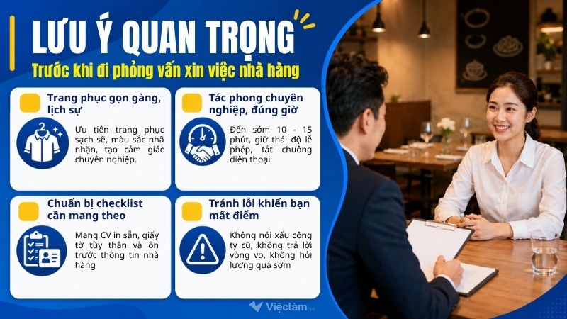 Lưu ý quan trọng cần biết trước khi đi phỏng vấn việc làm nhà hàng
