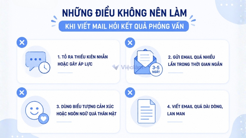 Những điều không nên làm khi viết mail hỏi kết quả phỏng vấn