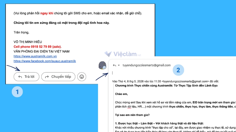 Cách viết tiêu đề email thông qua luồng email phỏng vấn cũ