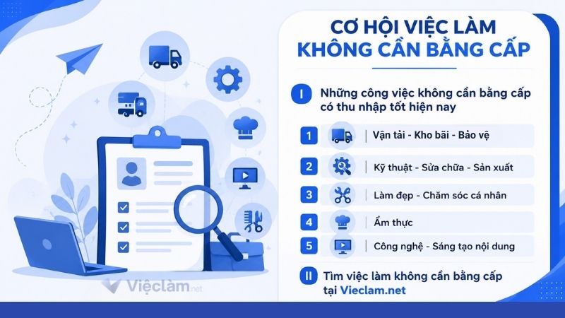 Nội dung bài viết Việc làm không cần bằng cấp tại Vieclam.net