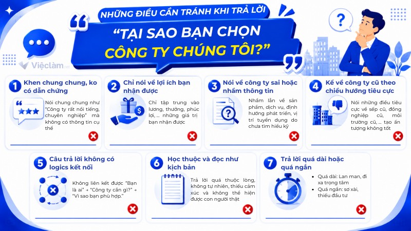 Những điều cần tránh khi trả lời "Tại sao bạn chọn công ty chúng tôi?"