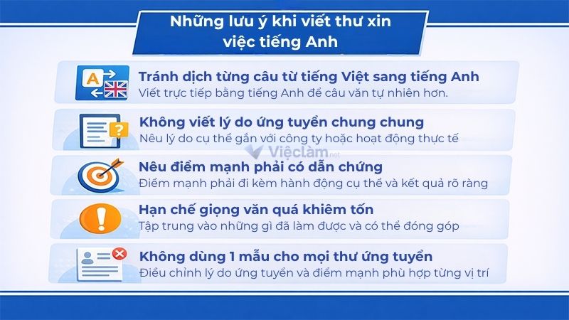 Những lưu ý khi viết thư xin việc bằng tiếng Anh