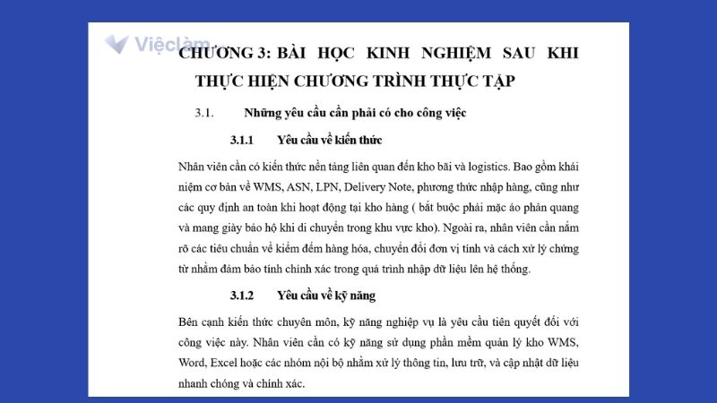Mẫu ghi bài học kinh nghiệm cho bản thân sau thực tập trong chương 3