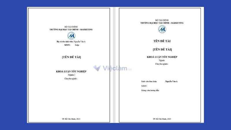 Bìa báo cáo thực tập Trường ĐH Tài chính - Marketing (UFM)