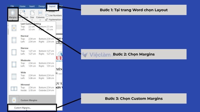 Cách chỉnh căn lề cho bìa báo cáo thực tập  trong Word