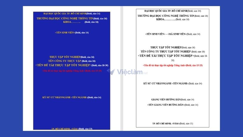 Bìa báo cáo thực tập Trường ĐH Công nghệ thông tin