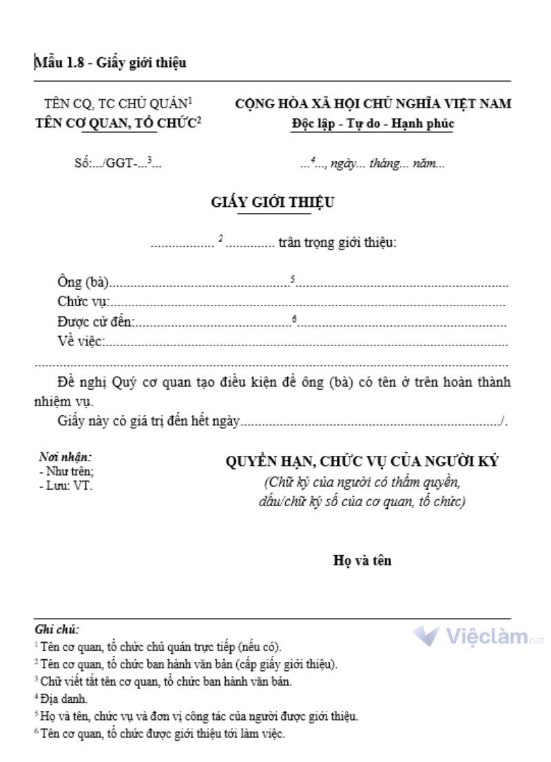 Mẫu giấy giới thiệu Đại học Cần Thơ