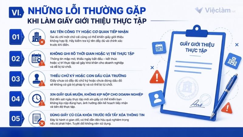 Những lỗi khi làm giấy giới thiệu thực tập