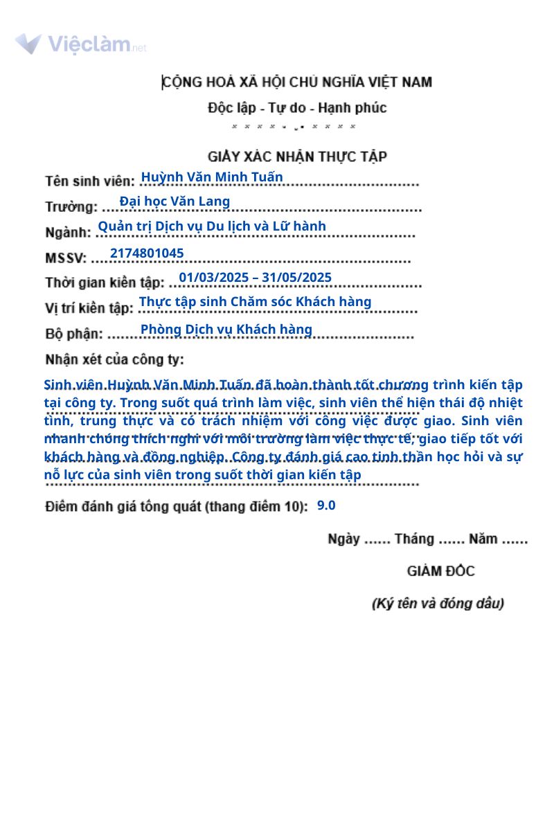Mẫu giấy xác nhận thực tập số 6