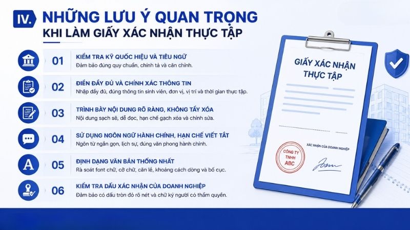 Những lưu ý khi làm giấy xác nhận thực tập
