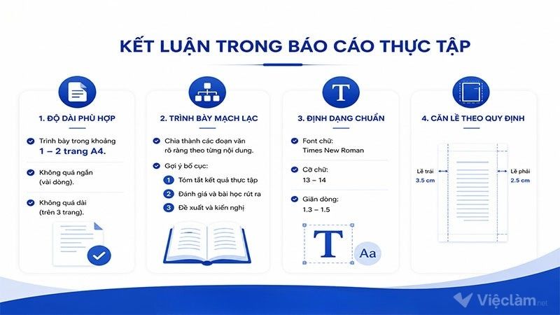 Độ dài và hình thức của kết luận trong báo cáo thực tập