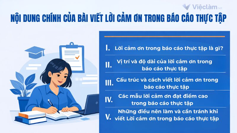 Nội dung chính của bài viết Lời cảm ơn trong báo cáo thực tập