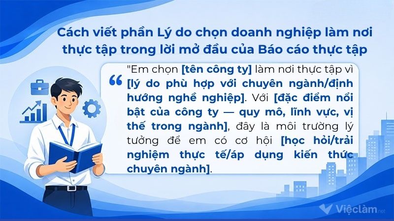 Cách viết phần lý do chọn doanh nghiệp trong lời mở đầu của báo cáo thực tập