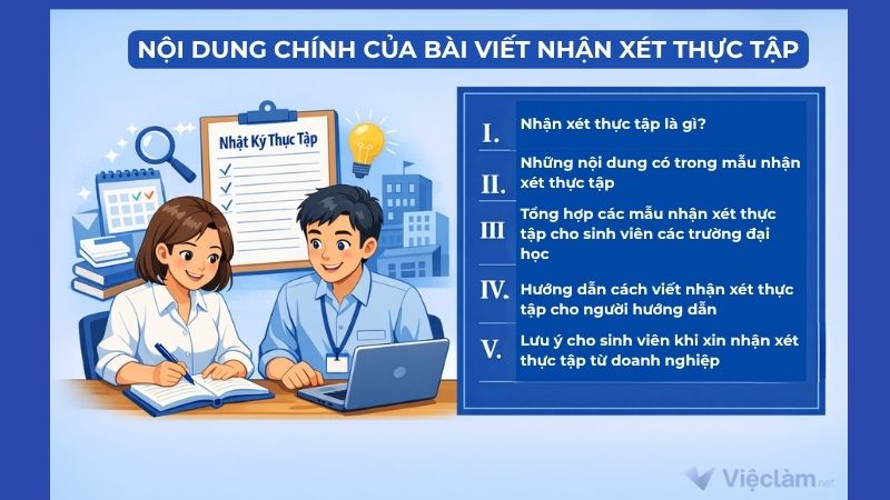 Nội dung chính của bài viết Nhận xét thực tập tại Vieclam.net