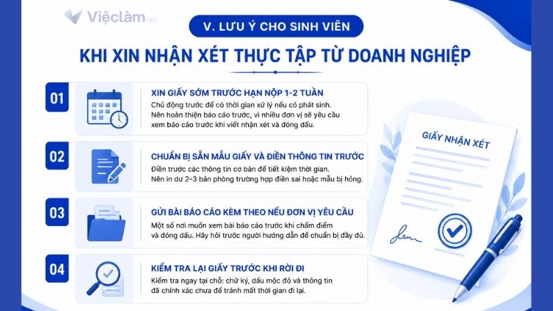 Lưu ý khi xin nhận xét từ doanh nghiệp