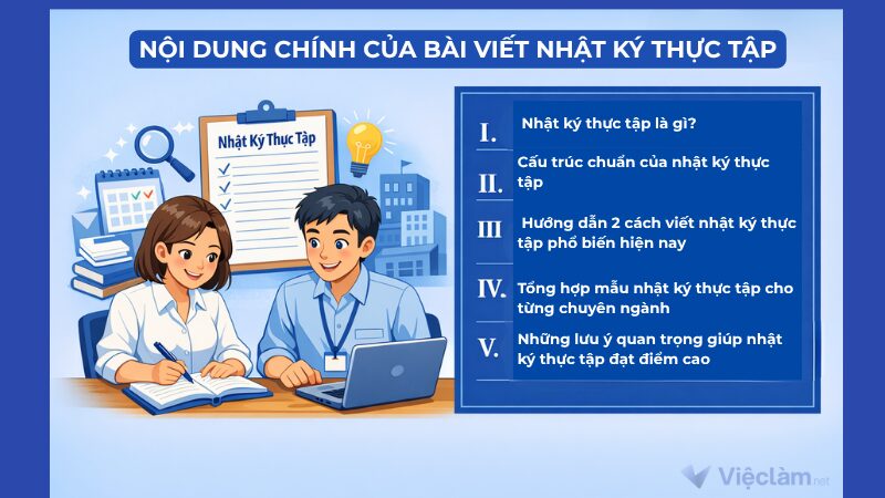 Nội dung chính của bài viết Nhật ký thực tập tại Vieclam.net