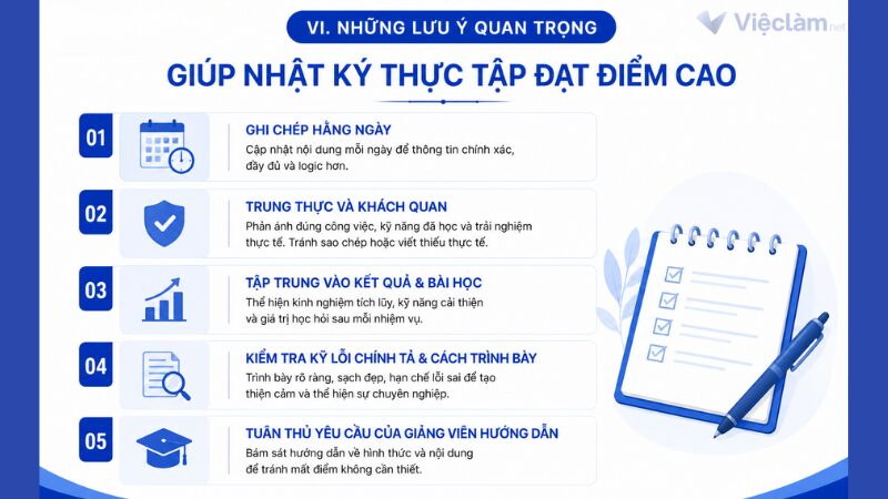 Lưu ý khi viết nhật ký thực tập