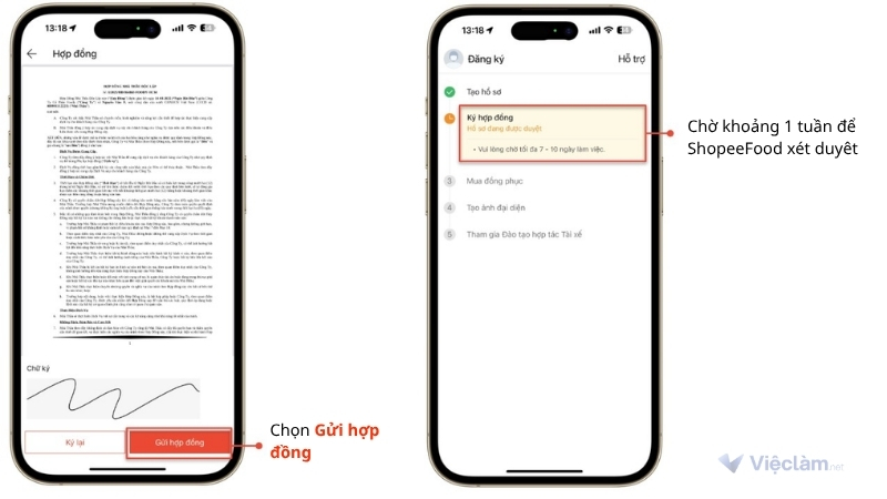 Chọn gửi hợp đồng và chờ 7-10 ngày để được xét duyệt