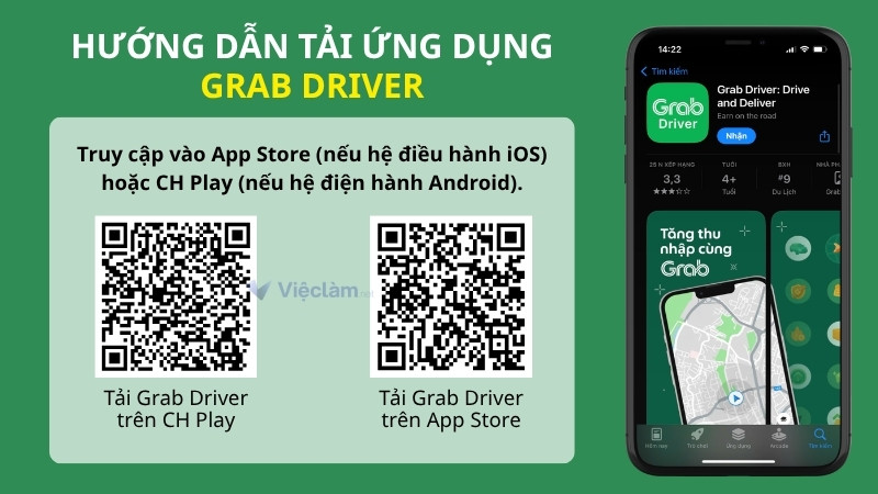 Tải ứng dụng Grab Driver trên CH Play và App Store