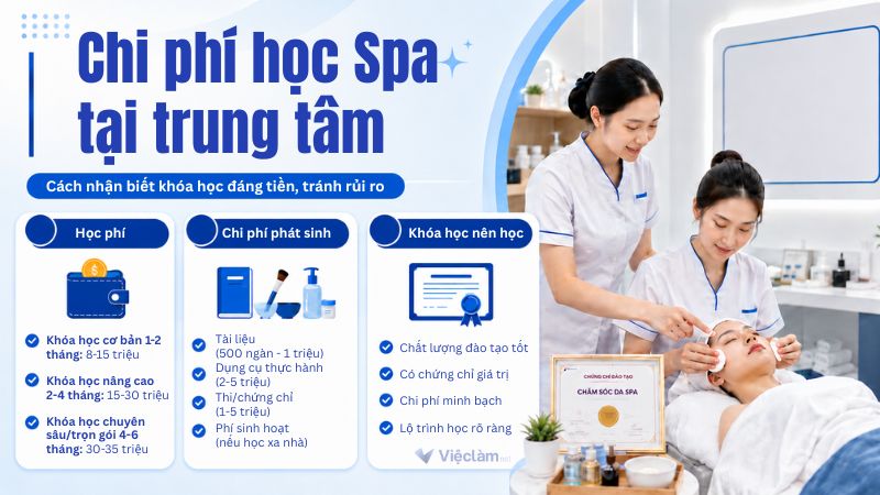 Học phí chi tiết khí học Spa và các tiêu chí chọn khóa học chất lượng