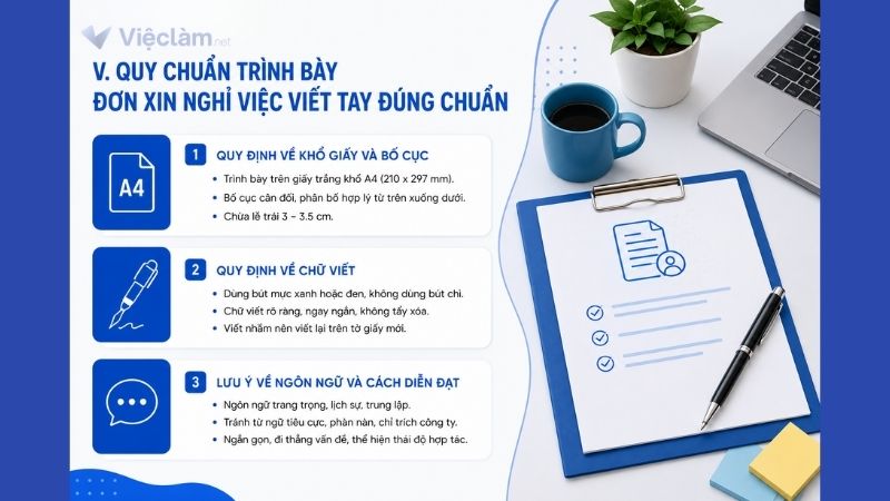 Quy chuẩn trình bày đơn xin nghỉ việc viết tay